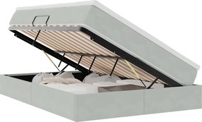 vidaXL Ágy tárolóval és matraccal Világosszürke 140 x 190 cm Bársony