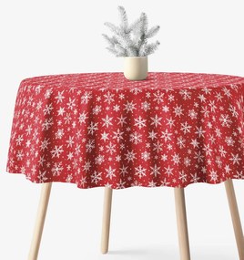 Goldea kör alakú karácsonyi terítő valencia - fehér pelyhek piros alapon Ø 230 cm