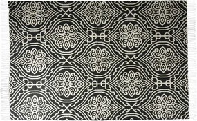 Stílusos Pamut Szőnyeg 120x180 cm rojtokkal fehér-fekete nagy szőnyeg