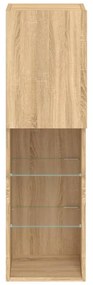 2 db sonoma tölgy színű TV-szekrény LED-ekkel 30,5x30x102 cm