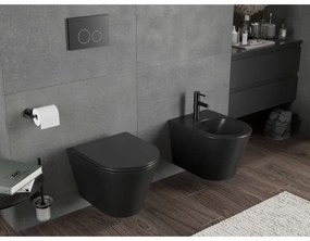 Mexen Rico, fali WC csésze 490x360x370 mm, Perem nélküli Tornado, matt fekete, 3372XX85T