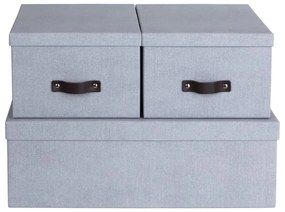 Világosszürke fedeles karton tárolódoboz szett 3 db-os 31x47x15 cm Inge – Bigso Box of Sweden