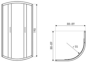 Soho Black 90 íves zuhanykabin zuhanytálca nélkül