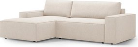 Bézs buklé kinyitható sarokkanapé (bal oldali) Jodie – Micadoni Home