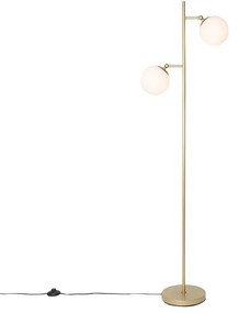 Art Deco állólámpa arany matt üveggel, 2 lámpával - Pallon