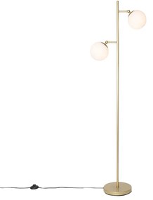 Art Deco állólámpa arany opál üveggel 2-lámpás - Pallon