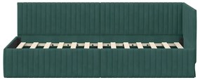 Sarokágy keret fejtámlával Sötétzöld 80 x 200 cm Bársony