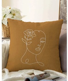 Chenille narancssárgás barna pamut keverék párnahuzat, 55 x 55 cm - Minimalist Cushion Covers