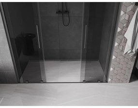 Mexen Velar Duo, tolózuhanyajtó 200 cm-re nyitható, 8 mm-es szürke üveg, polírozott grafit, 871-200-000-42-95
