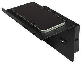 Fali spotlámpa polccal, USB töltővel 1xG9/35W/230V fekete/arany