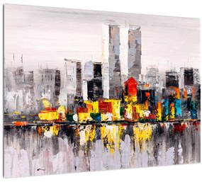 Kép - A nagyváros festménye (üvegen) (70x50 cm)