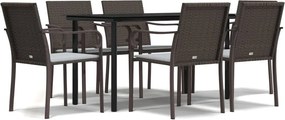 vidaXL 7 részes polyrattan és acél kerti étkezőgarnitúra párnával