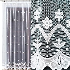 Jacquard függöny Florentyna 400x230cm egyenes virágmintás (kész) szegéllyel