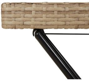 bézs összecsukható polyrattan tálcaasztal 65 x 40 x 75 cm
