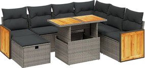 vidaXL 8 részes szürke polyrattan kerti ülőgarnitúra párnákkal