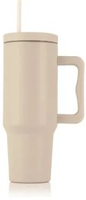 Termoszbögre, 1,2 l, szívószállal, füllel, bézs (KHKE679)