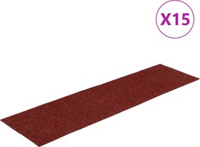 vidaXL 15 db öntapadós lépcsőszőnyeg 76 x 20 cm bordói téglalap alakú