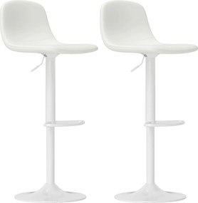 HOMCOM 2 db Barasztal Magas Konyhai Szék Állítható Magasság 84-104 cm Háttámlával és Lábpihentővel PU Kárpitozással 360° Forgó Étkezőpulthoz Fehér | A
