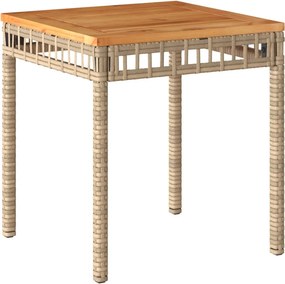 vidaXL vegyes bézs polyrattan és akácfa kerti asztal 38 x 38 x 42 cm