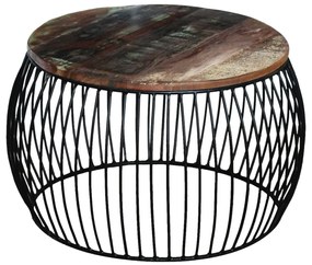 Kerek tömör újrahasznosított fa dohányzóasztal 68 x 37 cm