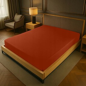 Gumis Jersey Lepedő 100X200 Téglavörös