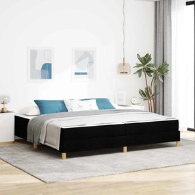 Boxrugós ágy Fekete és Barna 200 x 200 cm Textil és mérnöki fa