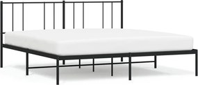 vidaXL fekete fém ágykeret fejtámlával 180 x 200 cm