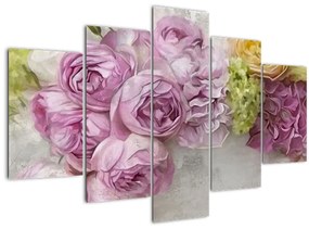 Kép - Virágok a falon pasztell színekben (150x105 cm)