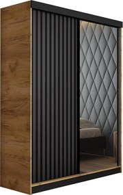 Malani 138 Tolóajtós Szekrény 138cm, Arany Tölgy-Grafit