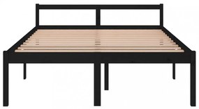 King Size fekete tömör fenyőfa ágy időseknek 150 x 200 cm