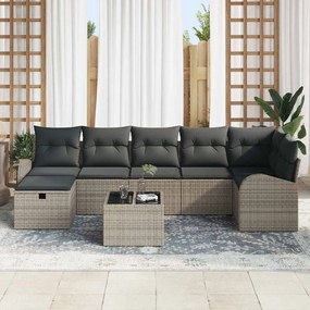 Kerti Kanapé Szett 8 pcs Szürke 289 x 124 x 85 cm Poli rattan