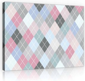 VĂĄszonkĂ©p 80x60 Argyle rombusz minta geometrikus rĂłzsaszĂn szĂŒrke fehĂ©r szimmetria ritmus