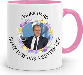 Donald Tusk Rózsaszín Bögre Platform Ajándék fényképes nyomtatással
