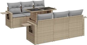 vidaXL 7 részes bézs polyrattan kerti ülőgarnitúra párnákkal