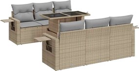 vidaXL 7 részes bézs polyrattan kerti ülőgarnitúra párnákkal