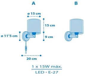 Dalber 41579T - Gyerek fali lámpa BABY TEDDY 1xE27/15W/230V kék