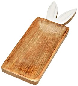 Mangófából készült dekoratív tálca BUNNY EARS 36x12 cm