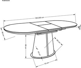 Robinson bővíthető étkezőasztal 160-200 cm bézs márvány/cappuccino