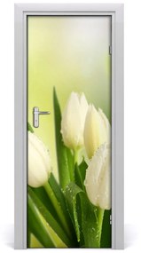 Poszter tapéta ajtóra fehér tulipán 75x205 cm