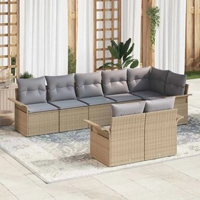 Kerti Kanapé Szett párnával 8 pcs Bézs Poli rattan