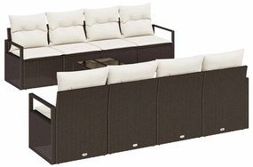 vidaXL Kanapé Szett párnával 7 pcs Barna és Krém polirattan