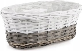 Fehér-szürke Ovális Fonott Kosár 32x19x12 cm HL01886.4.2