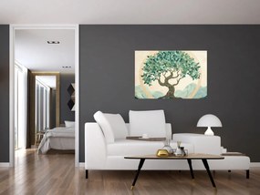 Kép – Elegáns mozaik fával (90x60 cm)