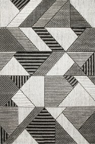 Modern Szőnyeg Sűrű Kivágott Gyapjú Szürke Fekete Fehér Amelia 200x290 cm