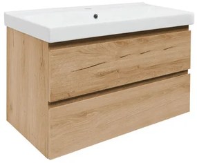 SAT B-Way Fürdőszobaszekrény mosdóval, 2 fiókos 99x50x45 cm matt tölgy BWAY2100OAKU1BI