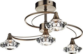 DAR LIGHTING LUT0475 LUTHER Kristály Mennyezeti Lámpa Antik Sárgaréz G9 IP20