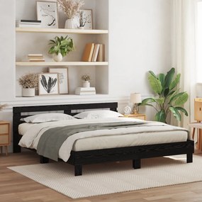Faágykeret Fekete tölgy Tömör fa 200 x 200 cm Tartós Modern