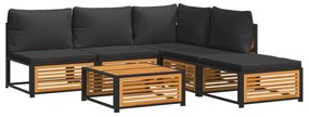 vidaXL 6 részes tömör akácfa kerti kanapészett párnákkal