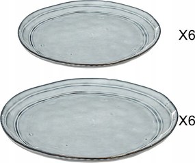 Kerámia Tányér Kerek Kék Virágos Szett 12 Db-os Átm. 26,5 És 21 CM