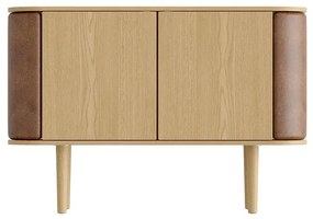 Natúr színű-világosbarna alacsony komód tölgyfa dekorral 109x75 cm Treasures – UMAGE